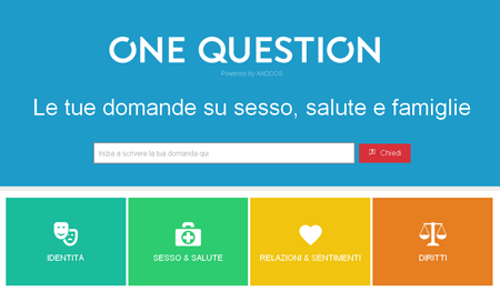 Nasce “One Question” voluto da Anddos in collaborazione con Gaynet