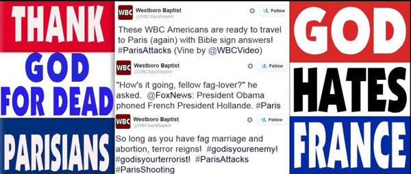 Stati Uniti: la Westboro Baptist Church ha ringraziato il suo dio per “la morte dei Francesi”