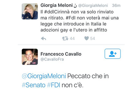 Giorgia Meloni dice che Fratelli d’Italia (che non è in Senato) non voterà la Unioni Civili