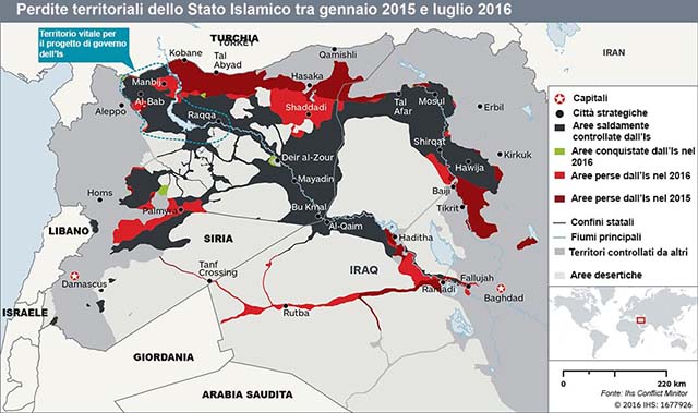 Lo Stato Islamico avrebbe perso almeno un quarto dei suoi territori