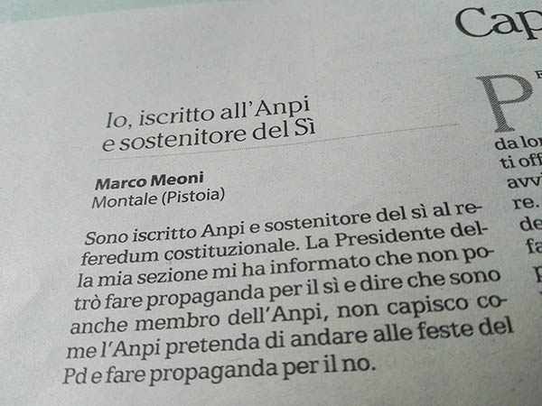 Del PD che ha votato in direzione il “Sì” al referendum, di “ragioni del no”, D’Alema e ANPI