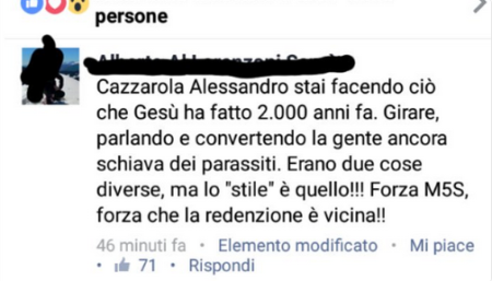 Alessandro Di Battista come Gesù Cristo a “convertire la gente”, e non lo diciamo noi…