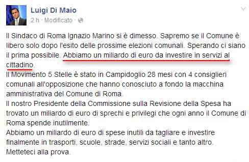 Luigi Di Maio avrebbe un altro miliardo di euro da spendere (dopo quello inesistente da spendere per Roma)