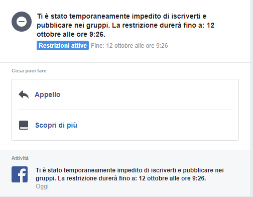 Facebook ed il blocco continuo della distribuzione dei nostri articoli