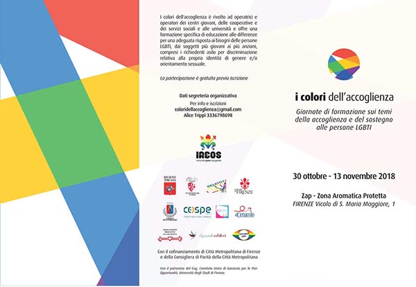 Ireos Comunità Queer Autogestita presenta “I Colori dell’Accoglienza” dal 30 ottobre al 13 novembre
