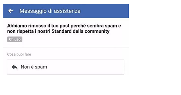 Facebook oscura marchiandoli come “spam” quasi tutti i nostri articoli di argomento politico dallo scorso 22 settembre