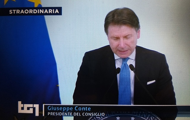 #Iorestoacasa Giuseppe Conte annuncia la chiusura dell’Italia. Si ferma anche lo sport