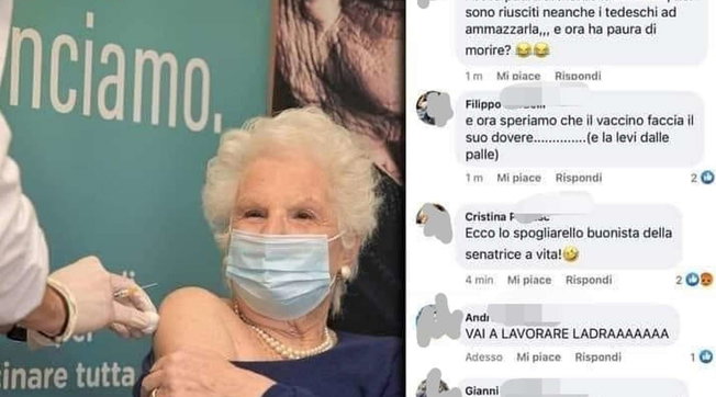 Liliana Segre si vaccina e si scatena l’insensato odio neofascista antisemita e suprematista-patriottico