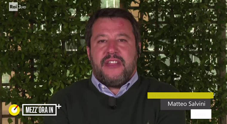 Matteo Salvini ecumenico a “Mezz’ora in +”, poi l’aforisma: “Reintrodurre il servizio militare”
