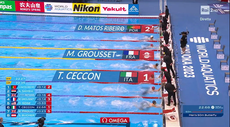 Thomas Ceccon è Campione del Mondo nei 50 farfalla. Straordinario