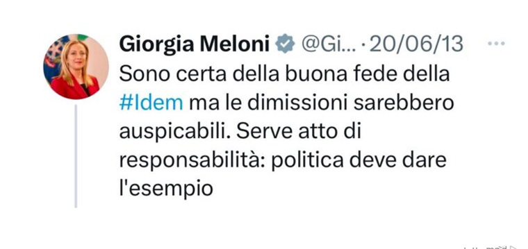 Quando chiedeva le dimissioni degli avversari Meloni diceva così….